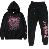 Jersey Trousers Letter Spider Web Print Hoodie Lady Harajuku Style