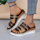 New Large-Size Women's Cool Slippers Summer Bundrel Heels Roman Shoes Women's Thick-Soled Loose