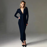 Pleated Tassel Long Sleeve Maxi Dress- Outfit