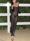 Polka Dot Sheer Mesh Maxi Dress- Outfit