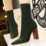Shoes Women Stretch Boots Sexy Sock Boots Autumn Ankle Boots For Women High Heels Pointed Toe Women Boots Plus Size