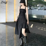 Dress Women Asymmetrical Design Chic Streetwear Newest Trendy Slim Summer Vestidos Korean Ulzzang Style Y2k