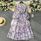 Fragile Chiffon Dress Women's Autumn Dress New Over-Knee Dress Gentle Wind-Float Mid-Floive Mid-Flouse Fairy
