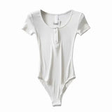 Zingj Summer Sexy Thin Threaded Blouse Tight Short-Sleeved T-Shirt Women's New Button Round Collar Jumpsuit With