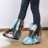 2025 New Flower Long-Haired Long-Haired Sleeve Snow Boots Women's Large Size Hairy Female