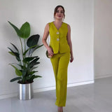 Zingj Summer New Solid Color Sleeveless Slim Vest Temperament Commuter Suit Pants Suit-Outfit