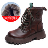 Layer Of Cowhine Martin Boots Women's Station Pine Cake And Single Boots Retro Handmade And Winter Boots