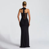 New Female Temperament Folding With Long Skirt Fashion Hanging Neck Sexy Bag Hip Dress