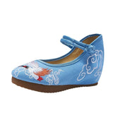 Zingj Heels Single Shoes Embroidered Cloth Shoes Spring And Autumn Ancient Wind Ethnic Wind Women's Shoes Mother Shoes Square Dance