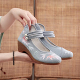 Zingj Heels Single Shoes Lady Spring And Summer Style Retro Embroidered Cloth Shoes National Wind Female Chinese Wind Cheongsam