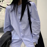 Version Of The Round-Necked White Shirt Women's Long Sleeve 2025 Autumn Cotton Shirt Showing Thin Retro Design Sense Niche
