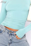 Women Casual Long Sleeve T-Shirts Spring Autumn Solid Slim Fit Pullovers Tees Shirts Female Streetwear Base Tees