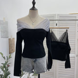 Shooting Lace Splicing Collar Hanging Neck-Sleet T-Shirt Woman Xia Repair Short Irregular Drifting Clothes