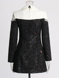 French Famous Style Dress 2025 New Heavy Industry Nail Polish Design High-End Collar Long Sleeve Skirt Dress