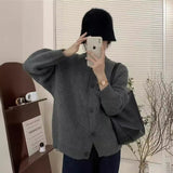2025 New Lazy Korean Sweater Cardigan Women's Soft Sheeps Pits Button Sweater Dark