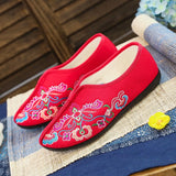 Zingj Cotton Shoes Injection Plastic Soft Sole Women Winter Clip Cotton And Velvet Embroidered Flower Cloth Shoes Casual Soft Sole Flat Sole Pregnant