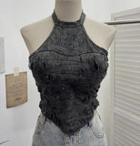 Thai Babes Hanging Neck Slings Slings Tlit Holes Made Old Bare Back Short With Thoracic Tops
