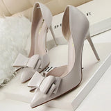 Shoes Bow-knot Woman Pumps Stiletto 10.5 Cm Women Basic Pump Pointed Toe Classic Pumps Sexy High Heels Women Shoes
