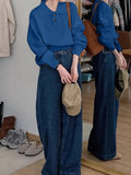 Blue Collar Long-Sleeved Knitted Bottom Shirt Women's Autumn And Winter Loose Short Sweater With Temperament Small