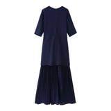Women's Explosive Temperament Fashion Chiffon Splicing Under The Balance Of Short Sleeves Round Neck Short Sleeve