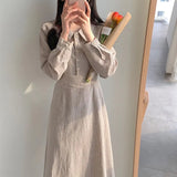 Autumn 2023 Woman Dress Girls Party Female Vintage Dress Plaid Buttons Long Sleeve Women Dresses Long Shirt Robe