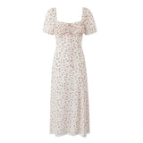 Women's New Printed Rope Cramps To Close The Waist Short-Sleeved Dress