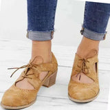 Spring And Summer New Thick Heel High Fashion Single Shoes 42 Large Size Lace Hollow Carved Women's