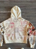 New SLEPTON Zipper Abstract Art Jacket Handsome Net Red Hooded Cardigan