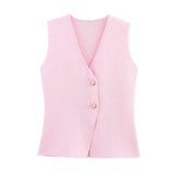 Women's ZA New Multi-Color Button Knitted Vest Vest Half-Skirt
