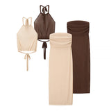 Fashion In The Summer Of 2025 Unique Sexy Umbilled Vest Body-Bodying And Hip Skirt