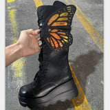 Thick Bottom Boots 2025 New Punk-Style Personality Butterfly Slope And Thick Bottom High