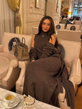 Knitted Cardigan + Long Skirt Suit Woman Body Simple Elegant Temperament Afternoon Tea