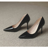 High Heels Fine Heel 2025 New Spring And Autumn Patent Leather French Sharp Head Light-Like Professional Temperament Single-Shoe