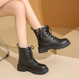 Wind Double Zipper Coarse And Velvet Martin Boots 2025 Autumn And Winter New Fashion Leisure Thick Bottom To Keep Warm Short