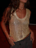 New Set Hollow Knitted Knitting Summer Vest Loose Sleeveless Vest Sexy V-Neck Top