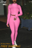Sexy Sporty Two Piece Set Sexy Bodycon Embroidery Ribbed Knit Tracksuit Fall Winter Casual Clothes for