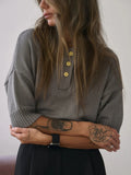 Button Polo Shirt Five-Sleeve Dopamine Loose Top Female Senior Feeling Lazy Wind