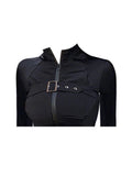 Black Hoodies Women Retro Belt Zipper Sweatshirts Y2K Fashion Casual Long Sleeve Hooded Vintage Streetwear Jackets