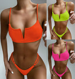 Zingj Bikini 2023 Hot Style Bikini Pure Color Pit Strip Swimsuit Outside The Single Women's Swimsuit