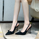 Sandals Women's New Champagne Slace High Heels Women's Heeled Bows Eun-Soldin Women's Single-Shoe Women's New Summer 2025