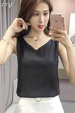 Women Tops Chiffon Blouses Women Sleeveless Top Woman V Neck Tank Tops Casual Woman White Tops Ladies Basic OL Shirts