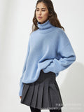 Multi-Color High-Necked Solid-Color Sweater Women Loose Collar Collar Collar Women's Clothing