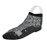 Summer New Color Water Drill Flat Beach Sandals Large Size Breathable Mesh Hollow Women