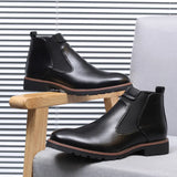 Zingj Men's Shoes High Top Covered Martin Boots Korean Men's Plus Size Fashion Men's Boots Leather