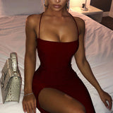 Summer Women's Dress Sexy Suspension Dress Lender Backed Bag Twice Dress Elegant