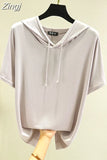 T-shirts Women Hooded Fashion Loose Casual All-match Korean Style Solid Simple Y2k Aesthetic Футболка Женский Cozy Chic