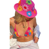 Zingj Selling Pure Hand Crocheted Flower Wool Fisherman Hat Adult Ins Knit