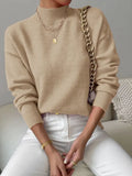 And Winter Half-High Collar Cover Long-Sleeved Sweater Women's Fashion Solid Color Loose Knitting