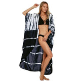 Beach Cover Ups for Swimwear Women Blouse Black Tie Dye Swimsuit Cape Casual Loose 2023Beachwear Outfits