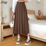 Women Clothes Autumn New Pleated Fashion Mid-calf Sweet Friends All-match Temperament 90's Casual Harajuku Solid
